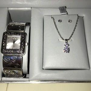 Necklace, earrings, watch set
